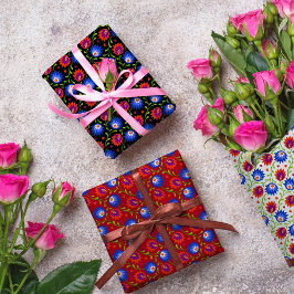 Kleurrijke Mexicaanse stijl Floral Pattern Elegant Inpakpapier Vel