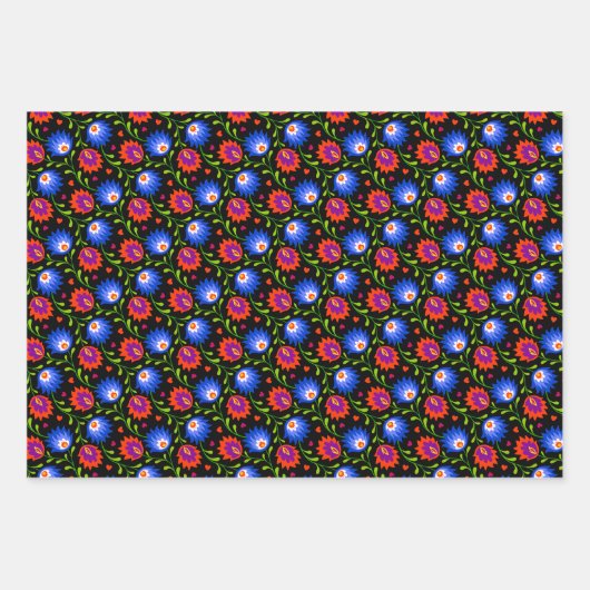 Kleurrijke Mexicaanse stijl Floral Pattern Elegant Inpakpapier Vel (Voorkant)