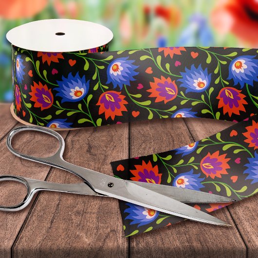 Kleurrijke Mexicaanse stijl Floral Pattern Elegant Satijnen Lint
