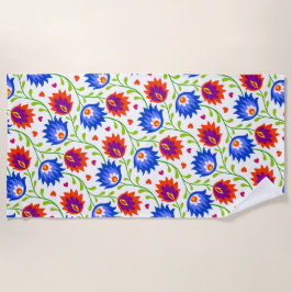 Kleurrijke Mexicaanse stijl Floral Pattern Elegant Strandlaken