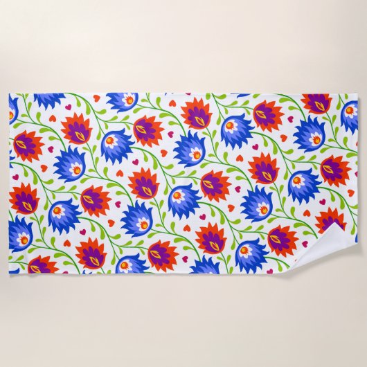 Kleurrijke Mexicaanse stijl Floral Pattern Elegant Strandlaken (Voorkant)