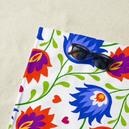 Kleurrijke Mexicaanse stijl Floral Pattern Elegant Strandlaken (In situ)
