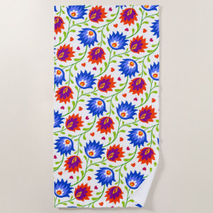 Kleurrijke Mexicaanse stijl Floral Pattern Elegant Strandlaken