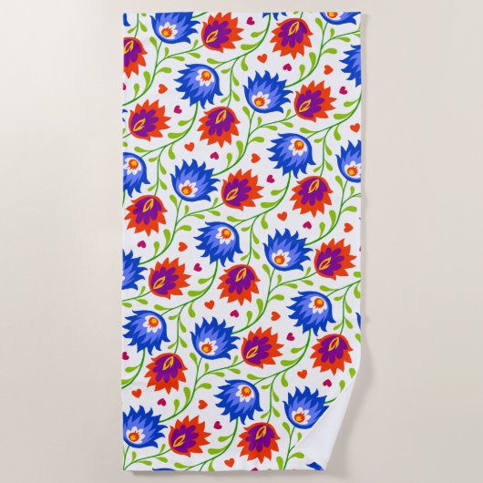 Kleurrijke Mexicaanse stijl Floral Pattern Elegant Strandlaken (Voorkant)