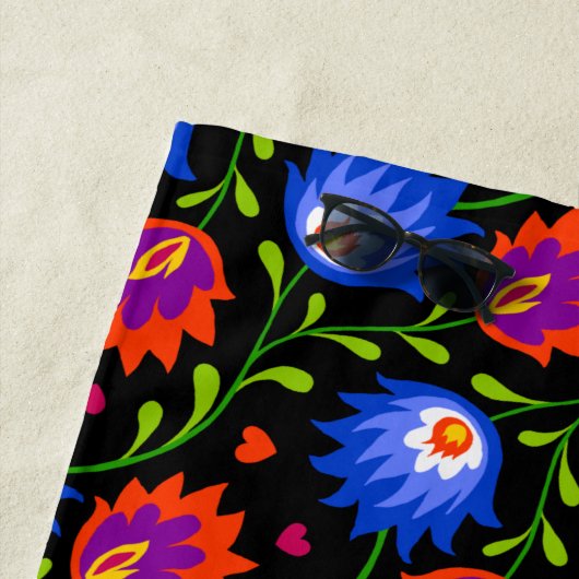 Kleurrijke Mexicaanse stijl Floral Pattern Elegant Strandlaken (In situ)