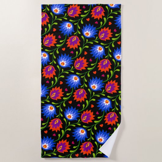 Kleurrijke Mexicaanse stijl Floral Pattern Elegant Strandlaken (Voorkant)