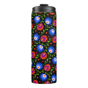 Kleurrijke Mexicaanse stijl Floral Pattern Elegant Thermosbeker