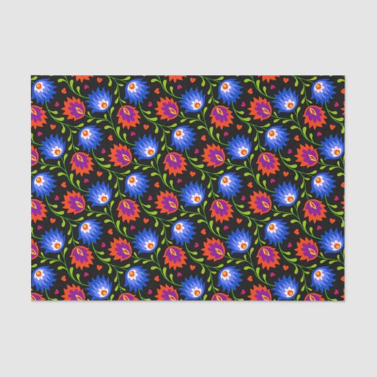 Kleurrijke Mexicaanse stijl Floral Pattern Elegant Tissuepapier (Voorkant)