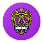 Kleurrijke Mexicaanse suikerschedel Dag van de doo Keramische Knop (Voorkant)