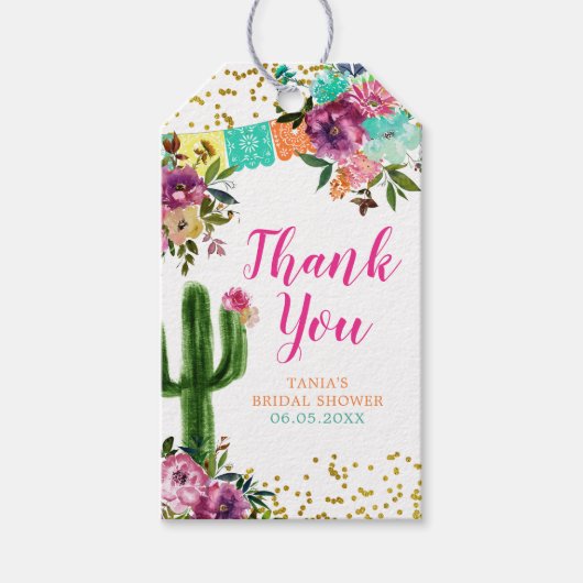 Kleurrijke Mexicaanse Taco over Liefde Dank je Lab Cadeaulabel (Voorkant)