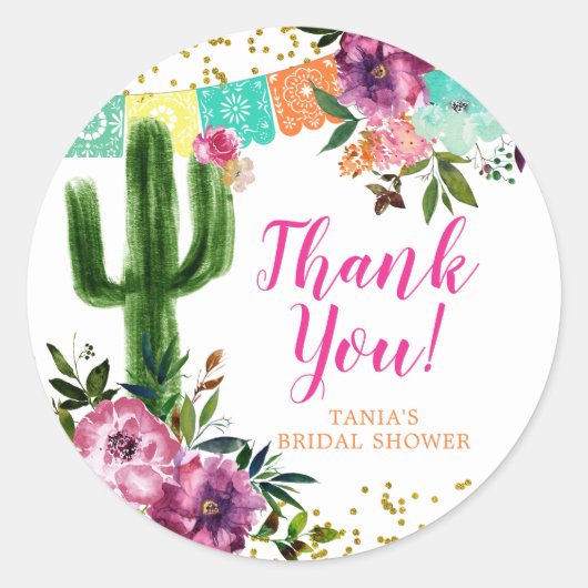 Kleurrijke Mexicaanse Taco over Liefde Dank je Sti Ronde Sticker (Voorkant)