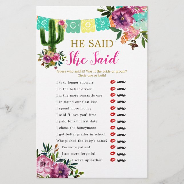 Kleurrijke Mexicaanse Taco over liefde Hij zei dat (Voorkant)