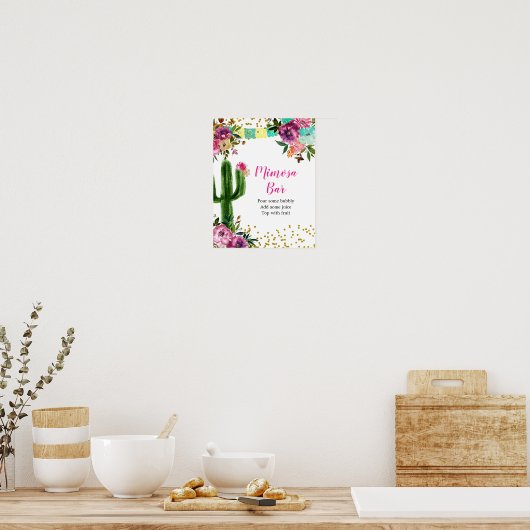Kleurrijke Mexicaanse Taco over Liefde Mimosa Bar  Poster (Keuken)