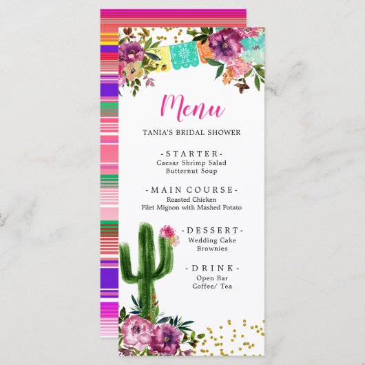 Kleurrijke Mexicaanse Taco over Liefde Vrijgezelle Menu (Voorkant / Achterkant)