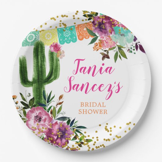 Kleurrijke Mexicaanse Taco over Love Paper Bord (Voorkant)