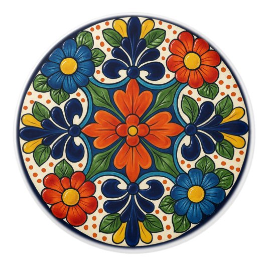 Kleurrijke Mexicaanse Talavera Floral Keramische K Keramische Knop (Voorkant)
