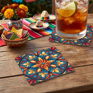 Kleurrijke Mexicaanse Talavera papieren onderzette Kartonnen Onderzetters