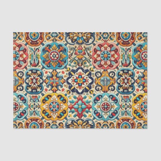 Kleurrijke Mexicaanse Tegels Tissuepapier (Voorkant)