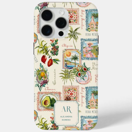 Kleurrijke Mexicaanse Travel Print Monogram Case-Mate iPhone Case (Achterkant)