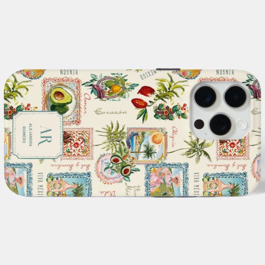 Kleurrijke Mexicaanse Travel Print Monogram Case-Mate iPhone Case (Achterkant (horizontaal))