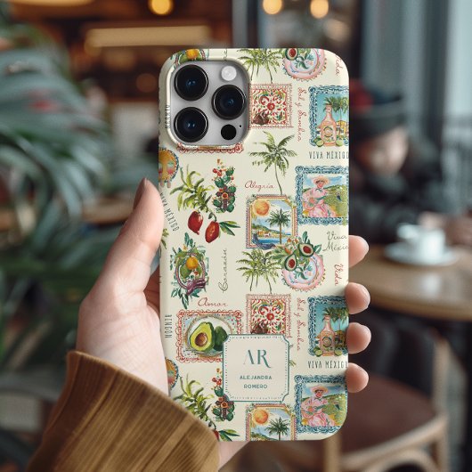 Kleurrijke Mexicaanse Travel Print Monogram Case-Mate iPhone Case