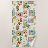 Kleurrijke Mexicaanse Travel Print Monogram Strandlaken (Voorkant)