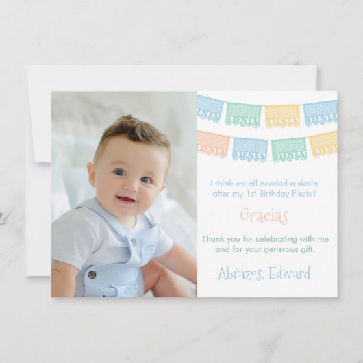 Kleurrijke Mexicaanse verjaardag Fiesta Papel Pica Bedankkaart (Voorkant)