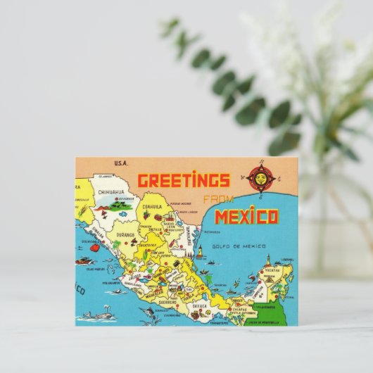 Kleurrijke Mexico kaart (Staand voorkant)