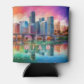 Kleurrijke Miami Skyline Abstracte kunst Blikjeskoeler (Voorkant)