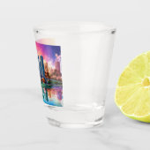 Kleurrijke Miami Skyline Abstracte Kunst Shot Glas (Rechts)