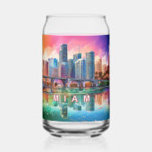 Kleurrijke Miami Skyline Blikvorm Glas (Voorkant)