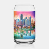 Kleurrijke Miami Skyline Blikvorm Glas (Achterkant)