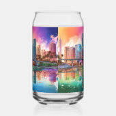 Kleurrijke Miami Skyline Blikvorm Glas (Links)