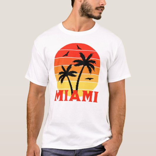 Kleurrijke Miami Sunset T-shirt (Voorkant)