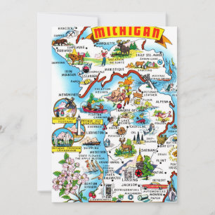 Kleurrijke Michigan kaart 5x7 grote ansichtkaart