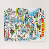 Kleurrijke Michigan Kaart Jigsaw Puzzel (Horizontaal)