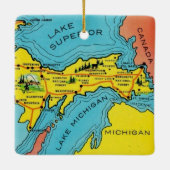  kleurrijke Michigan kaart Keramisch Ornament (Achterkant)