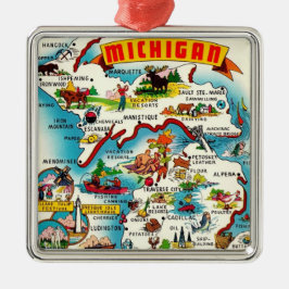 Kleurrijke  Michigan kaart Metalen Ornament