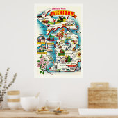 Kleurrijke  Michigan Kaart Poster Print (Keuken)