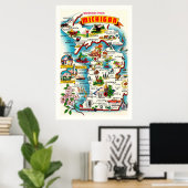 Kleurrijke  Michigan Kaart Poster Print (Thuiskantoor)
