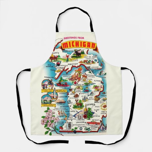 Kleurrijke  Michigan Kaart Schort (Voorkant)