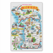 Kleurrijke  Michigan kaart Sticker (Voorkant)