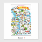 Kleurrijke  Michigan kaart Sticker (Vel)