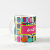 Kleurrijke Mid Century Modern Patroon met Naam Koffiemok (Voorkant links)