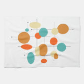 Kleurrijke Mid Century Moderne Cirkels Theedoek (Horizontaal)