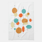 Kleurrijke Mid Century Moderne Cirkels Theedoek (Verticaal)