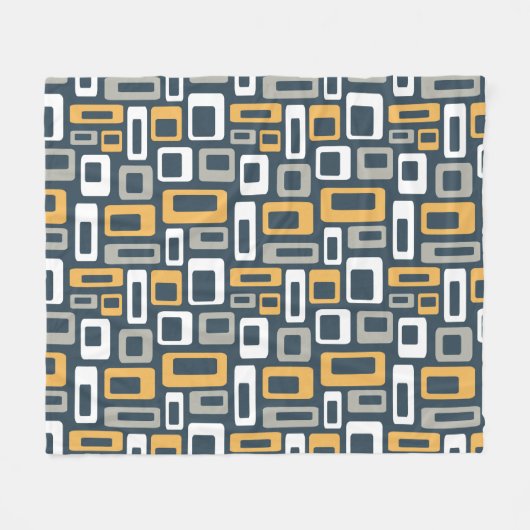 Kleurrijke Mid Century-stijlvormen Fleece Deken (Voorkant (Horizontaal))