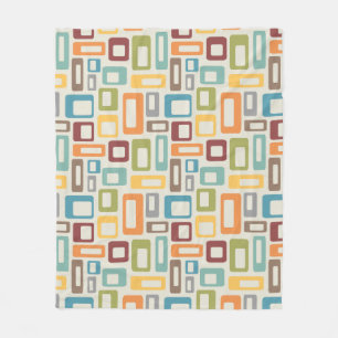 Kleurrijke Mid Century-stijlvormen Fleece Deken