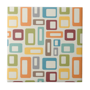 Kleurrijke Mid Century-stijlvormen Tegeltje