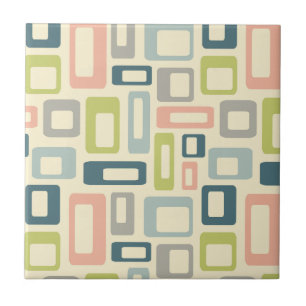 Kleurrijke Mid Century-stijlvormen Tegeltje